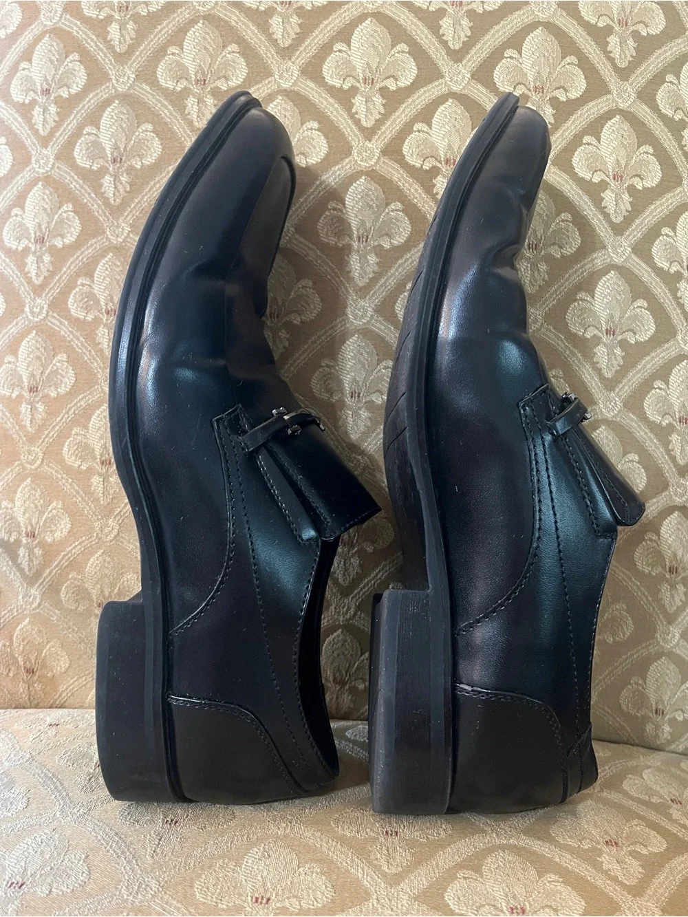 Alfani Black Leather Slip-On Loafers with Silver Bit